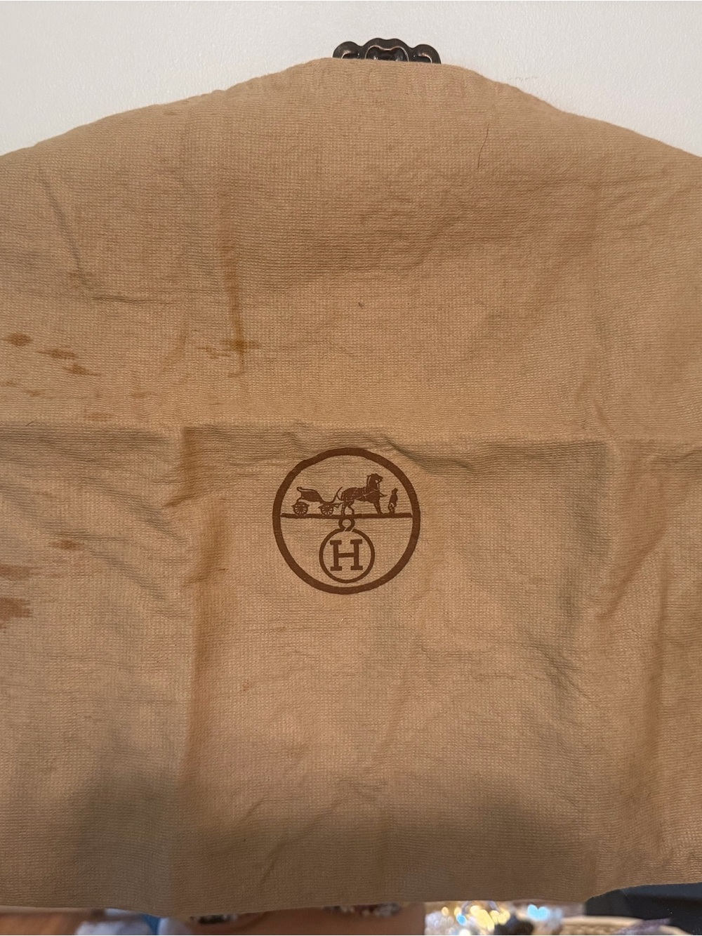 Hermès Branded Dust Bag in Camel Brown